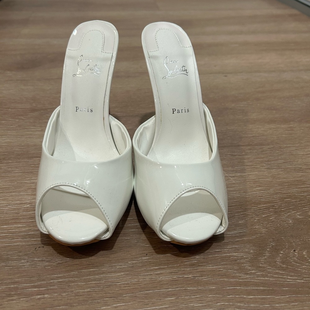 Christian Louboutin White Mules